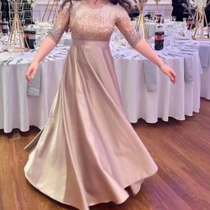 Betsy Adam Sequin Bodice Satin Gown size 6P